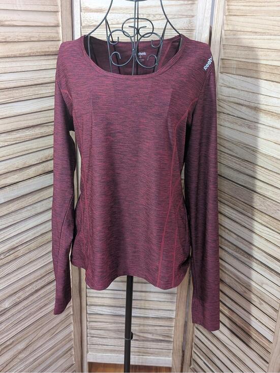 Reebok Tops - Reebok Legend Large Long Sleeve Training Top Red Slim Fit Moisture Wicking